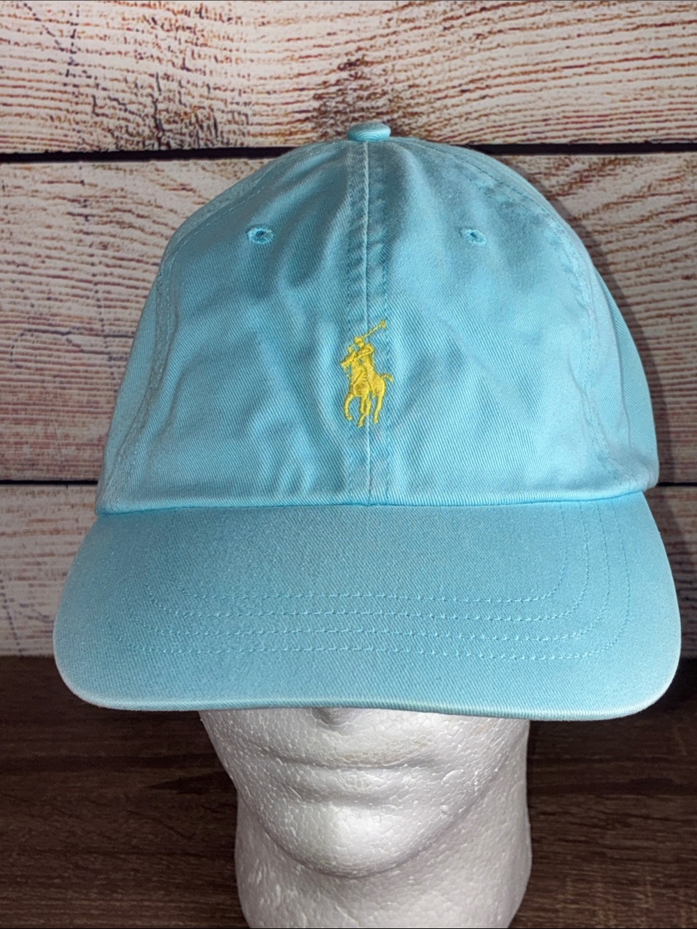 EUC Dad Hat Ralph Lauren Light Blue Cap with Yellow Polo Pony